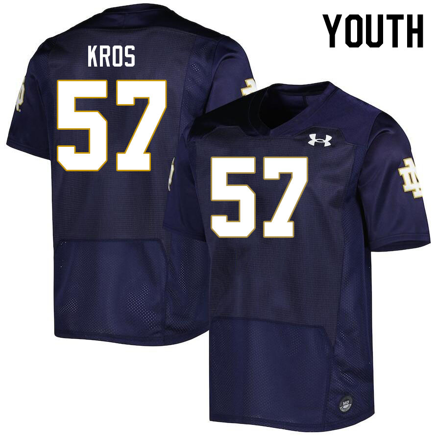 Youth #57 Andrew Kros Notre Dame Fighting Irish College Football Jerseys Stitched Sale-Navy